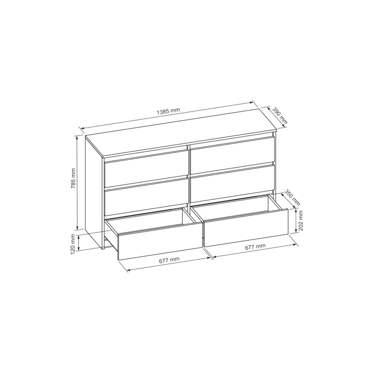 KOMMODE NUDO 138,5/78,5/39cm mit 6 Schubladen Türen Sonoma Eiche - Weiß/Sonoma Eiche, Holzwerkstoff (138.5/78.5/39cm) - MASSENO