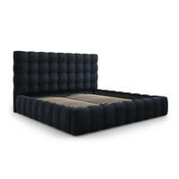 BETT mit Bettkasten und Kopfteil Mamaia aus Samt dunkelblau 200x200cm - Dunkelblau, Textil (200/200cm) - Micadoni