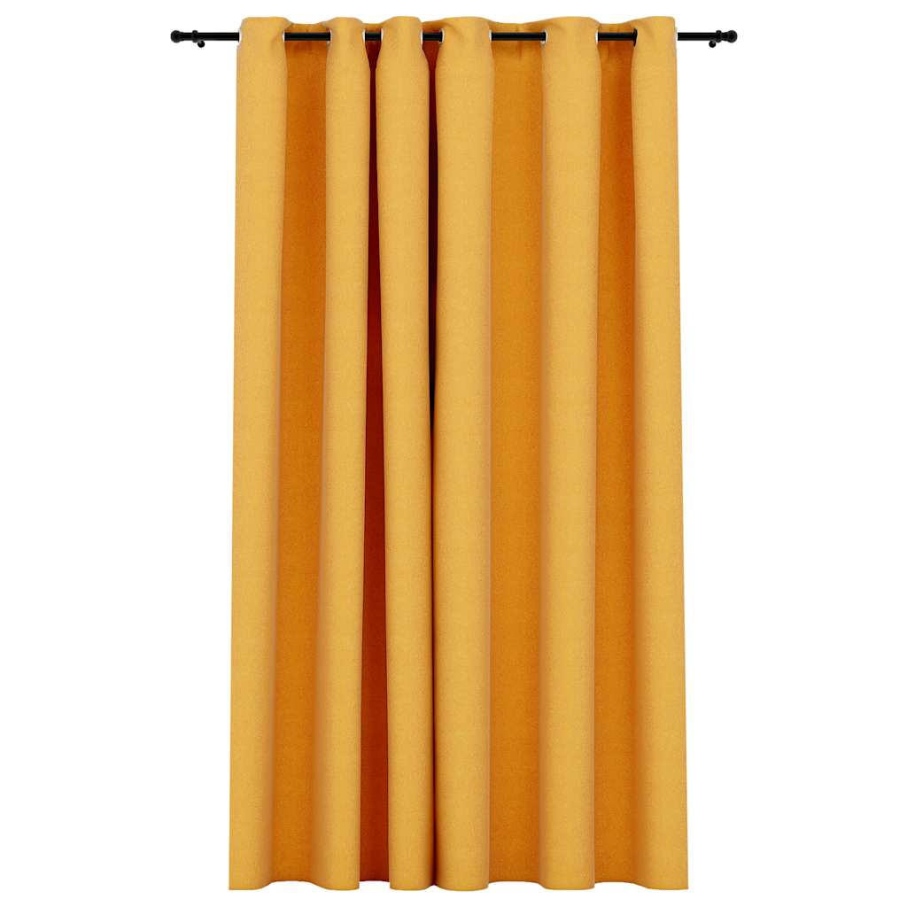 VERDUNKELUNGSVORHANG Mit Ösen Leinenoptik Gelb 290/245 Cm - Gelb, Textil (290/245/1cm) - vidaXL
