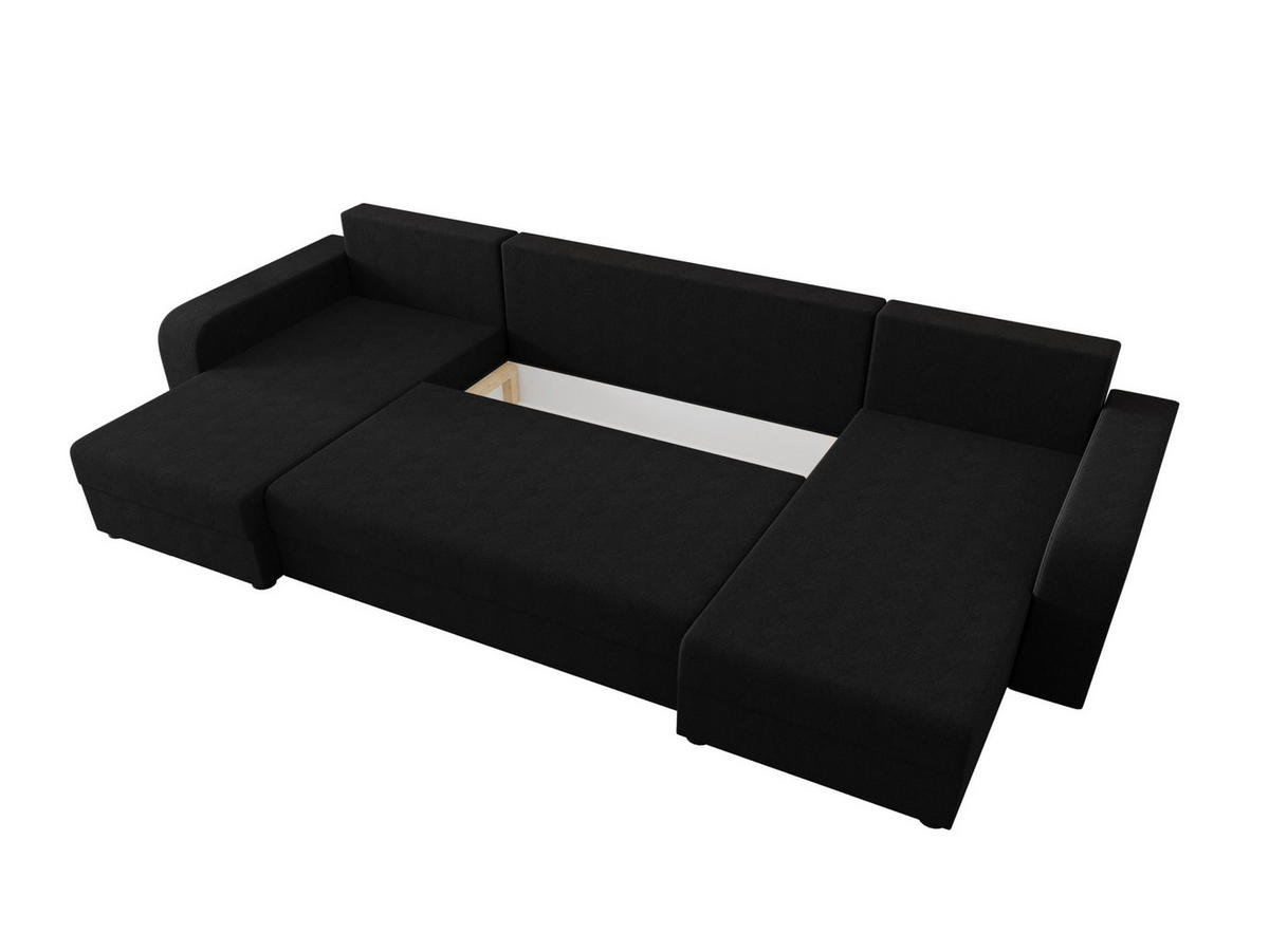WOHNLANDSCHAFT HEWLET U BIS Cosmic 100 mit Schlaffunktion - Schwarz, Textil (305/90/140cm) - Bedante
