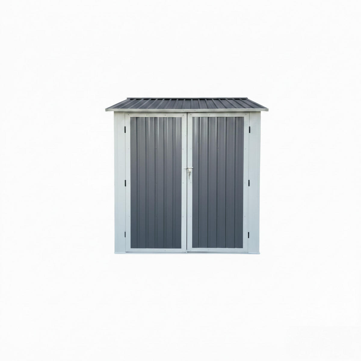 GERÄTEHAUS 275.7/181.7/194.8 cm Grau mit 2 Fenstern und Blumenregal (4,33 m²) - Grau, Metall (181.7/198.4/275.7cm) - Oxeza