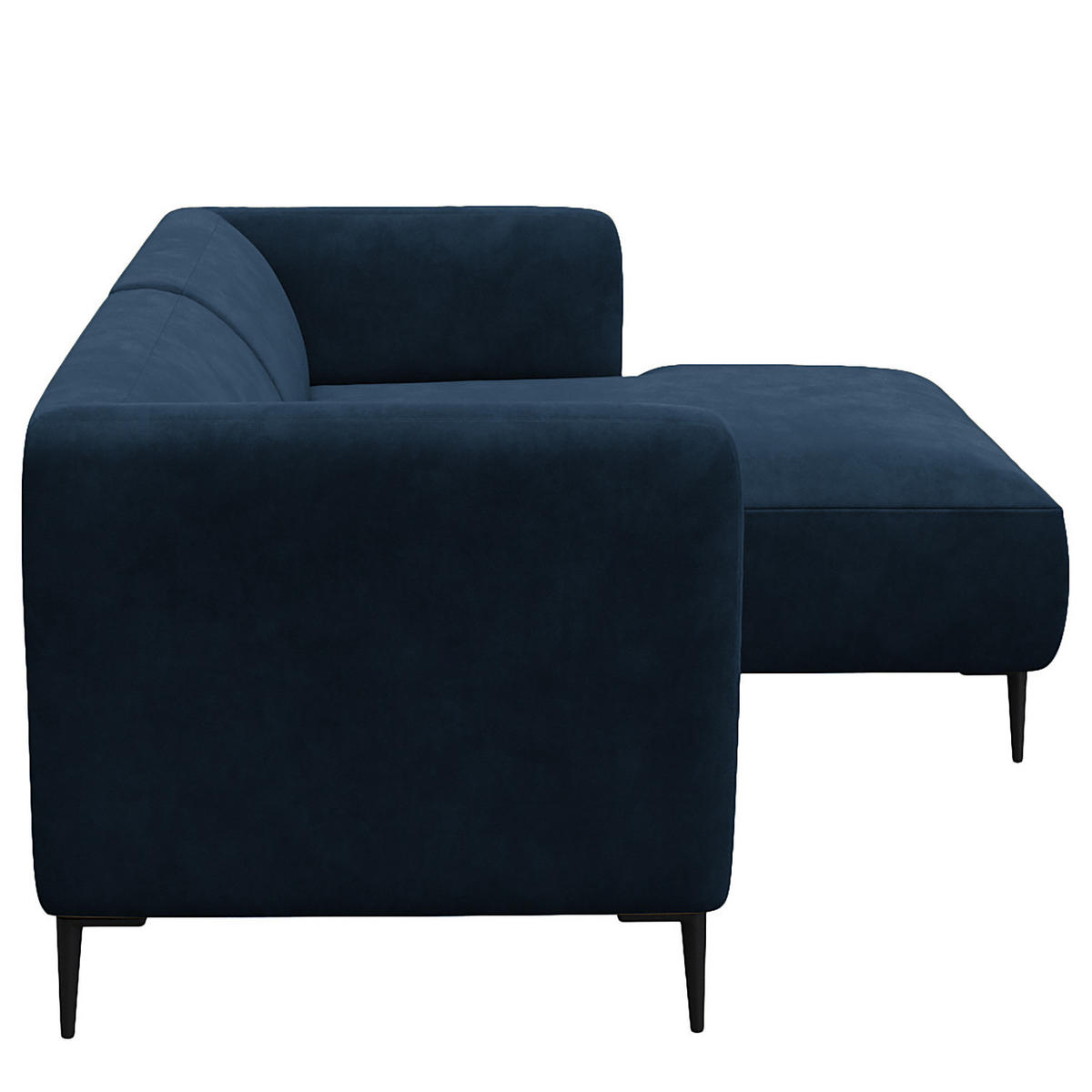 1,5-SITZER ECKSOFA mit Longchair - Schwarz/Dunkelblau, Textil/Metall (211/148cm) - home24