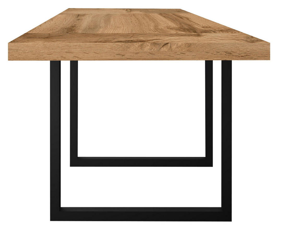 ESSTISCH Elgin 3 210-310x80x100 Holzwerkstoff Schwarz/Wotan Eiche - Eiche Wotan/Schwarz, Holzwerkstoff (210/100/80cm) - 58aufmkessel