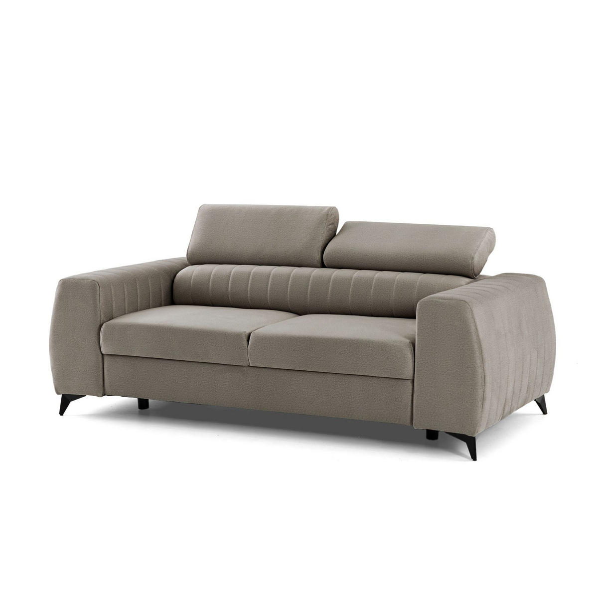 2-SITZER-SOFA PIERO 206 cm Velours Beige - Beige/Schwarz, Holz/Textil (206/95/100cm) - Muffo