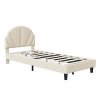 POLSTERBETT 90x200cm Beige Mit Verstellbarem Kopfteil, Jugendbett - Beige, Holz (90/200cm)