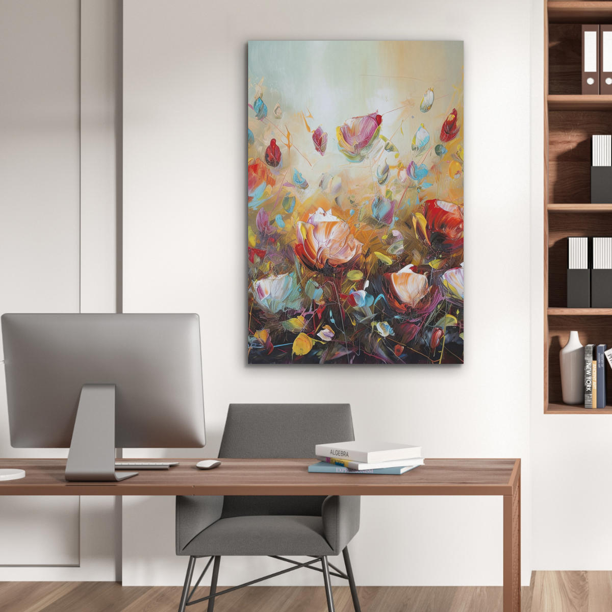 AKUSTIKBILD Blumen - Kunst - Natur - Ölgemälde Wanddeko 60x90 cm - Multicolor, Kunststoff (60/90/0.9cm) - MuchoWow