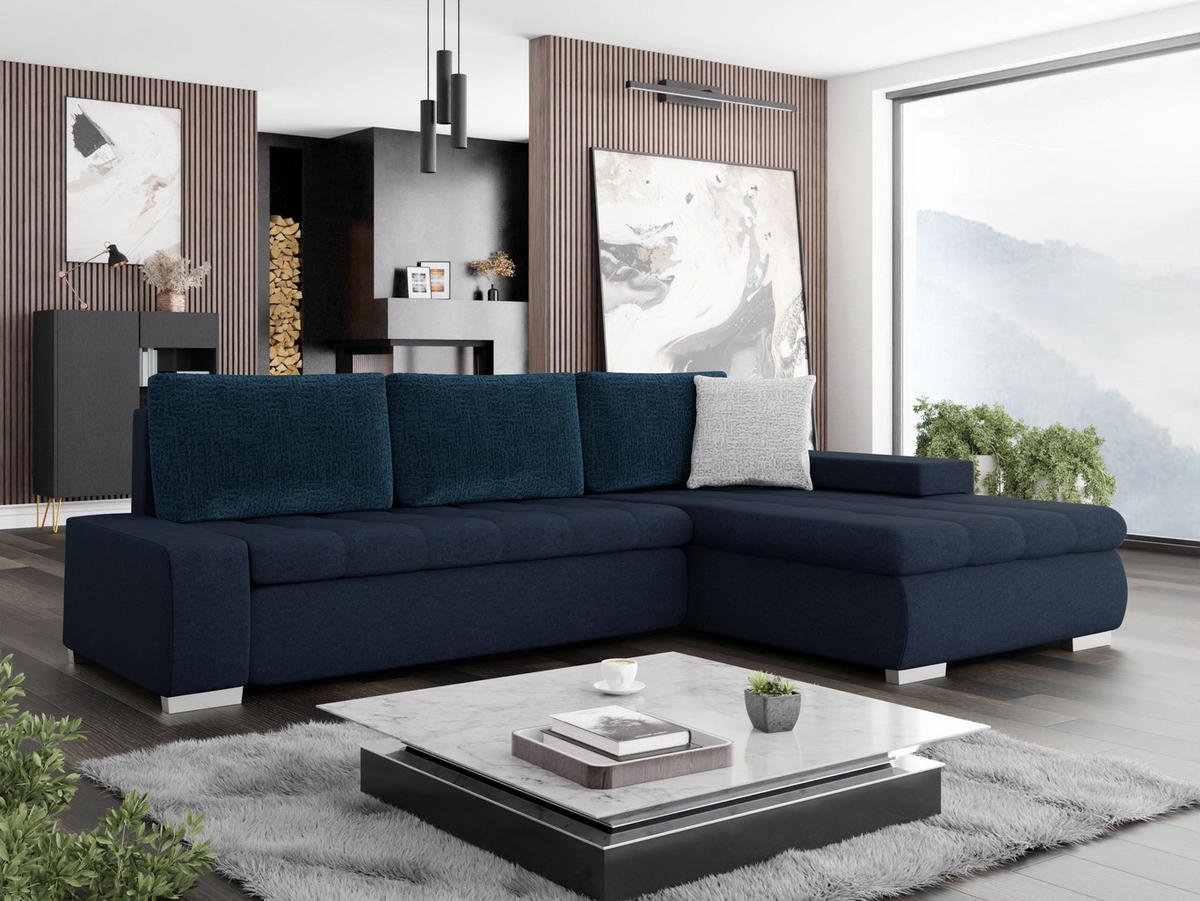 ECKSOFA Orkan Mini Premium - Dunkelblau, Holz/Textil (265/185cm) - MIRJAN24