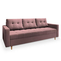 BETTSOFA MILO Rosa Plüsch-Stoff mit Schlaffunktion - Rosa, Textil (220/93/87cm) - MASSENO