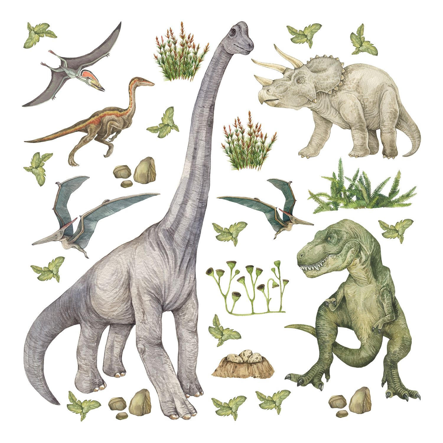 WANDTATTOO Dinosaurier 30 x 30 cm - Multicolor, Papier (30/30/30cm) - Sanders & Sanders