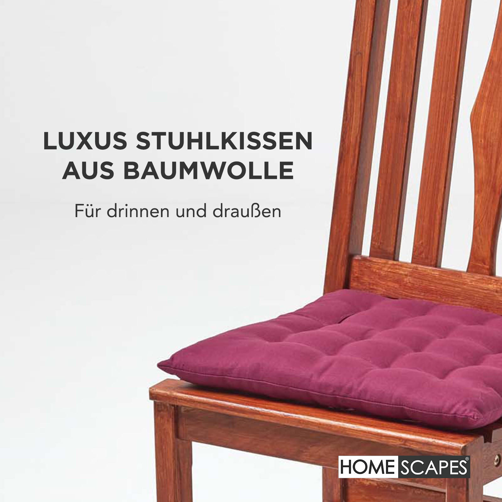 STUHLKISSEN 6er-Set weinrot 40/40/6,5 cm - Weinrot, Textil (40/40/6.5cm) - Homescapes