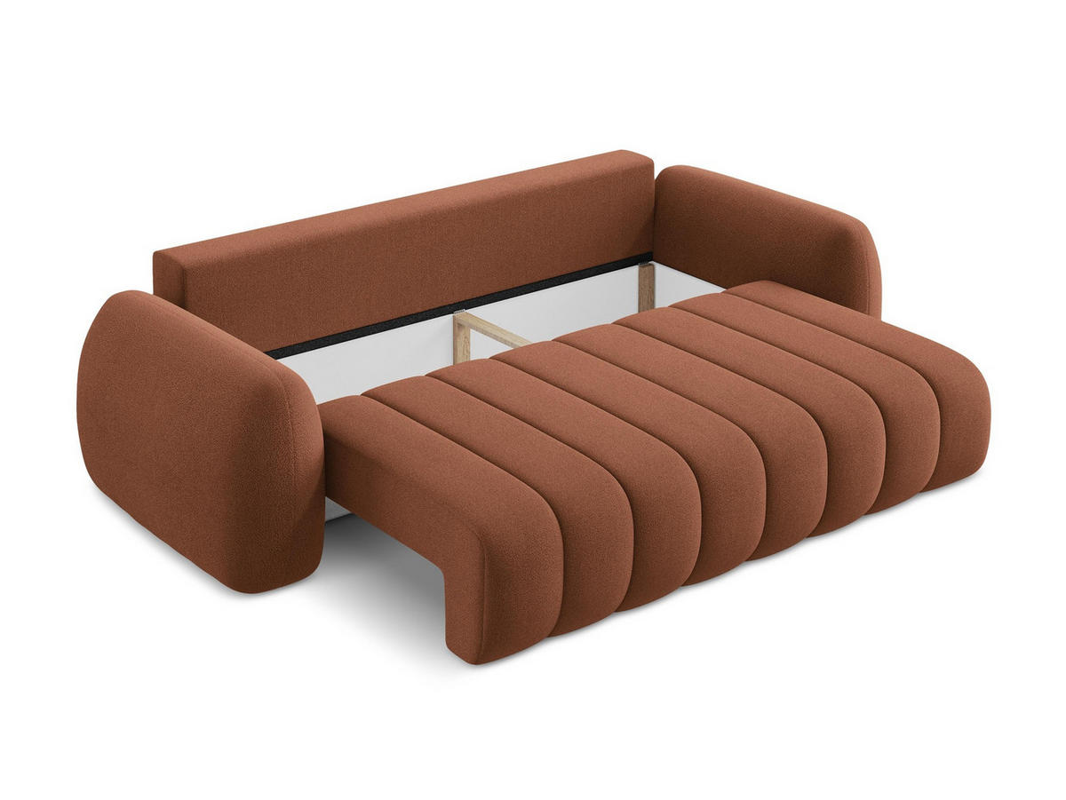 3-SITZER SOFA mit Schlaffunktion Strukturstoff Gelb - Currygelb/Schwarz, Holzwerkstoff/Kunststoff (230/90/105cm) - LaMiaSofa
