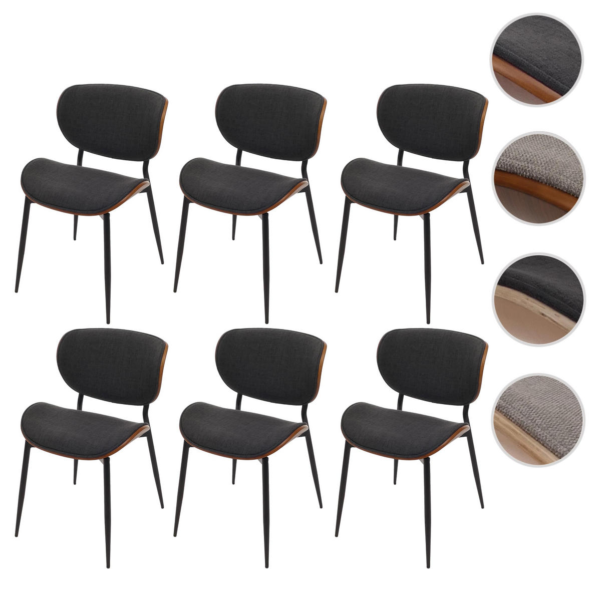 ESSZIMMERSTUHL Walnuss Dekor, Grau - Walnussfarben/Grau, Textil (51/80/55cm) - MCW