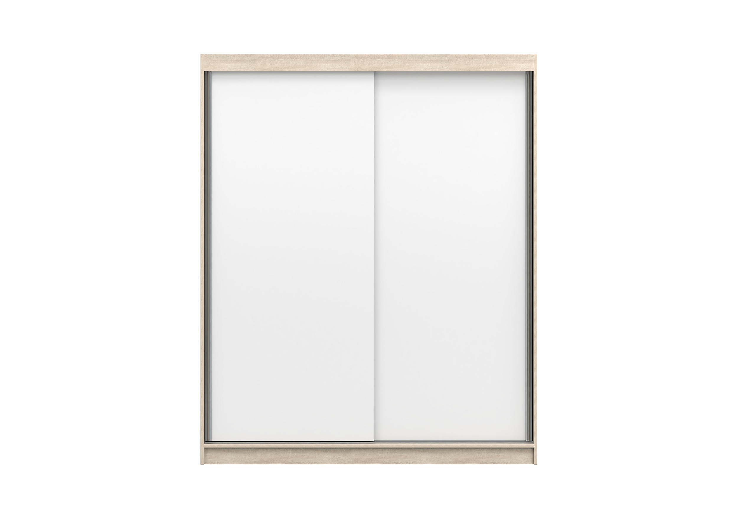 SCHIEBETÜRENSCHRANK - Kleiderschrank EVA 04 - Sonoma + Weiß - Weiß/Sonoma Eiche, Holzwerkstoff (160/195/61cm) - Möblo