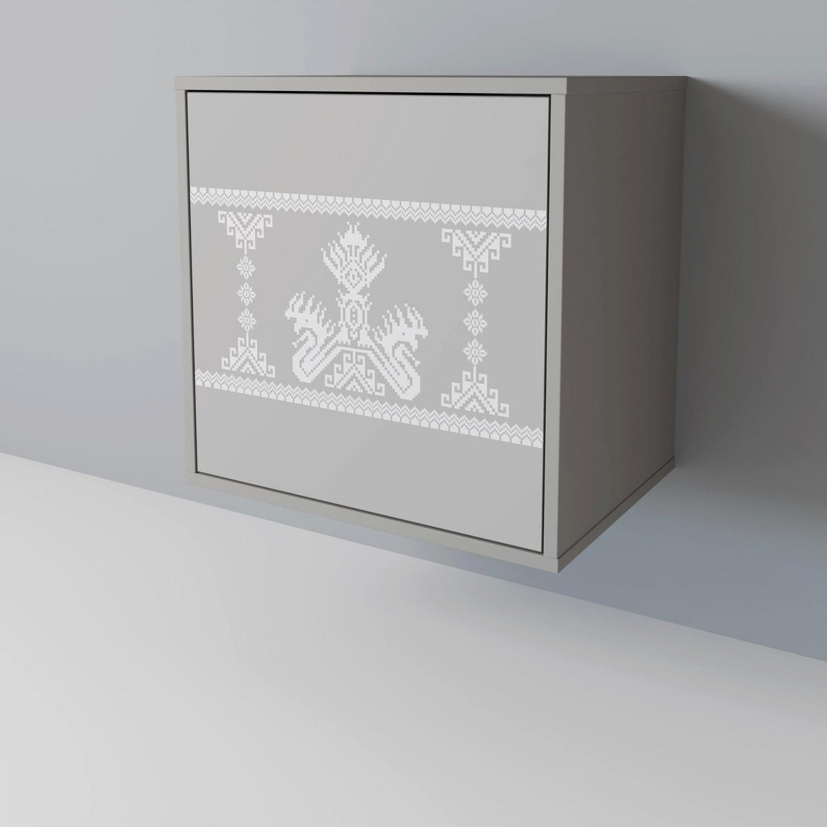 SIDEBOARD THAI GRAY, Grau, 57,5x42x77,5 cm, Schräge Buchenholzfüße - Buchefarben/Multicolor, Holzwerkstoff/Buchenholz (57.5/77.5/42cm) - SpaceRebels