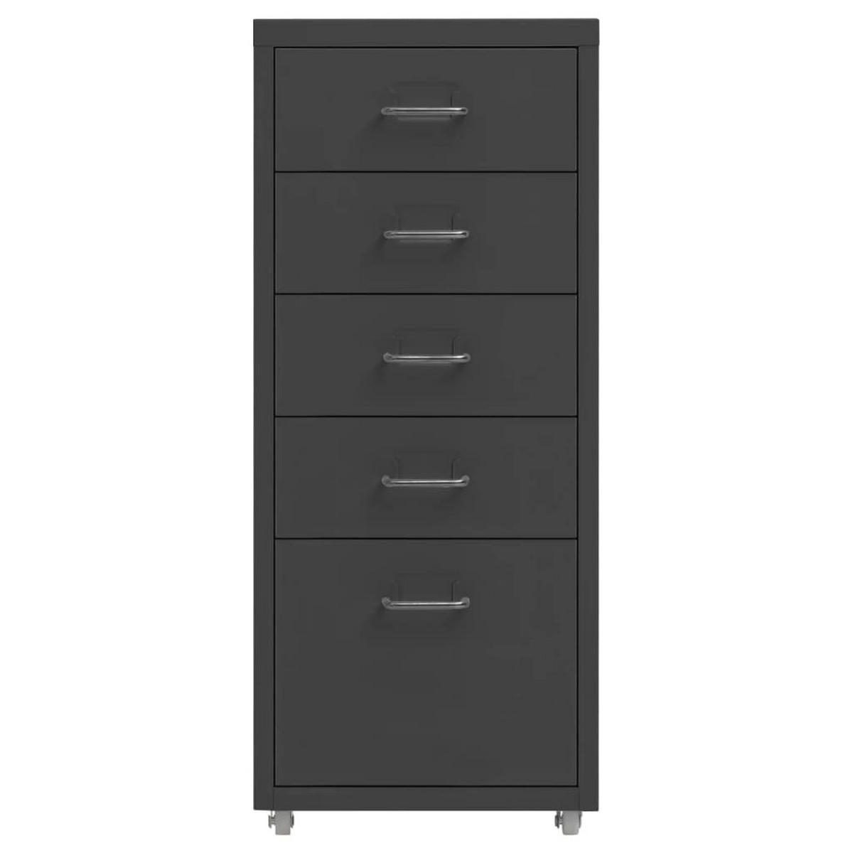 KOMMODE mit Rollen und 5 Schubladen, 28/41/69 cm, aus Metall, in Anthrazit - Anthrazit, Metall (28/69/41cm) - vidaXL