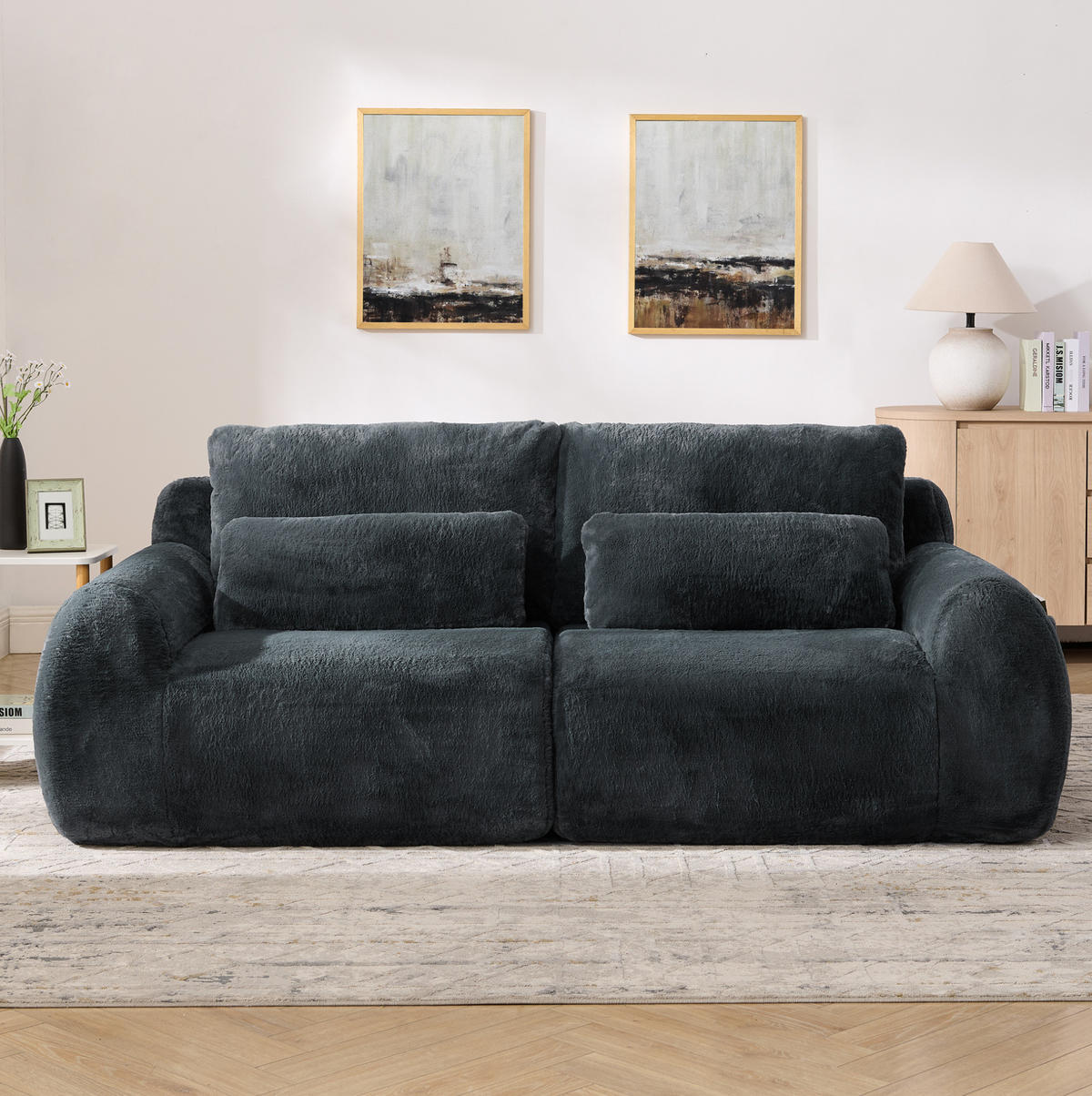 2-SITZER Sofa mit USB-Ladefunktion und Seitentasche Grau - Grau, Kunststoff (208/81/101cm) - Meubliv
