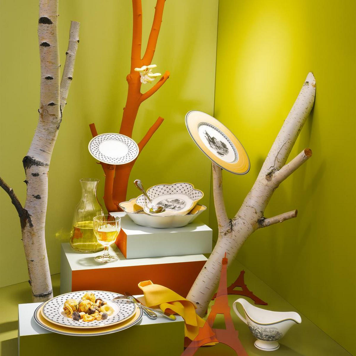 FRÜHSTÜCKSTELLER Audun Promenade weiß-grau-gelb ø 21,6 cm - Gelb/Weiß, Keramik (21.6cm) - Villeroy & Boch