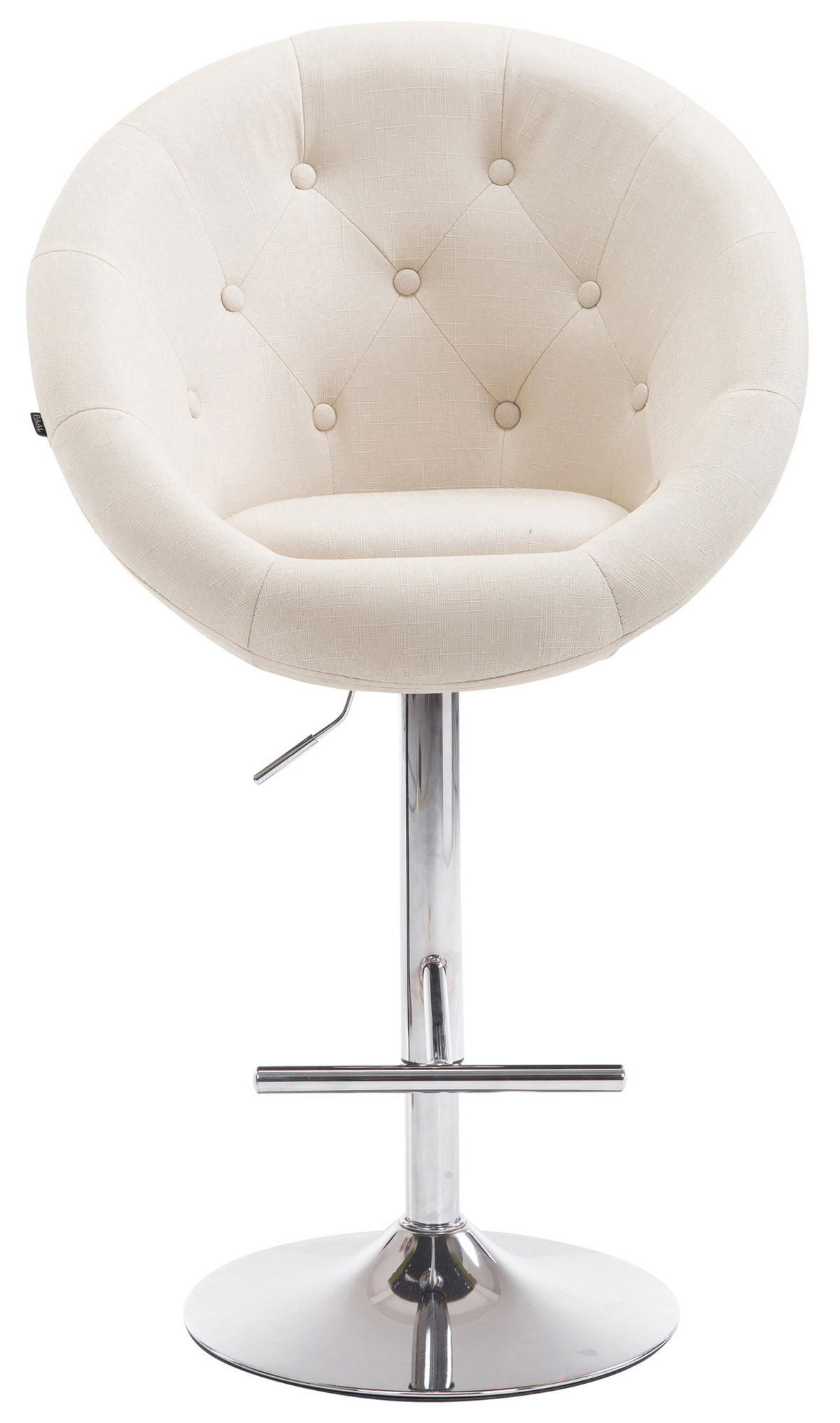 BARHOCKER Stoff creme - Chromfarben/Creme, Textil/Metall (65/107/57cm) - CLP