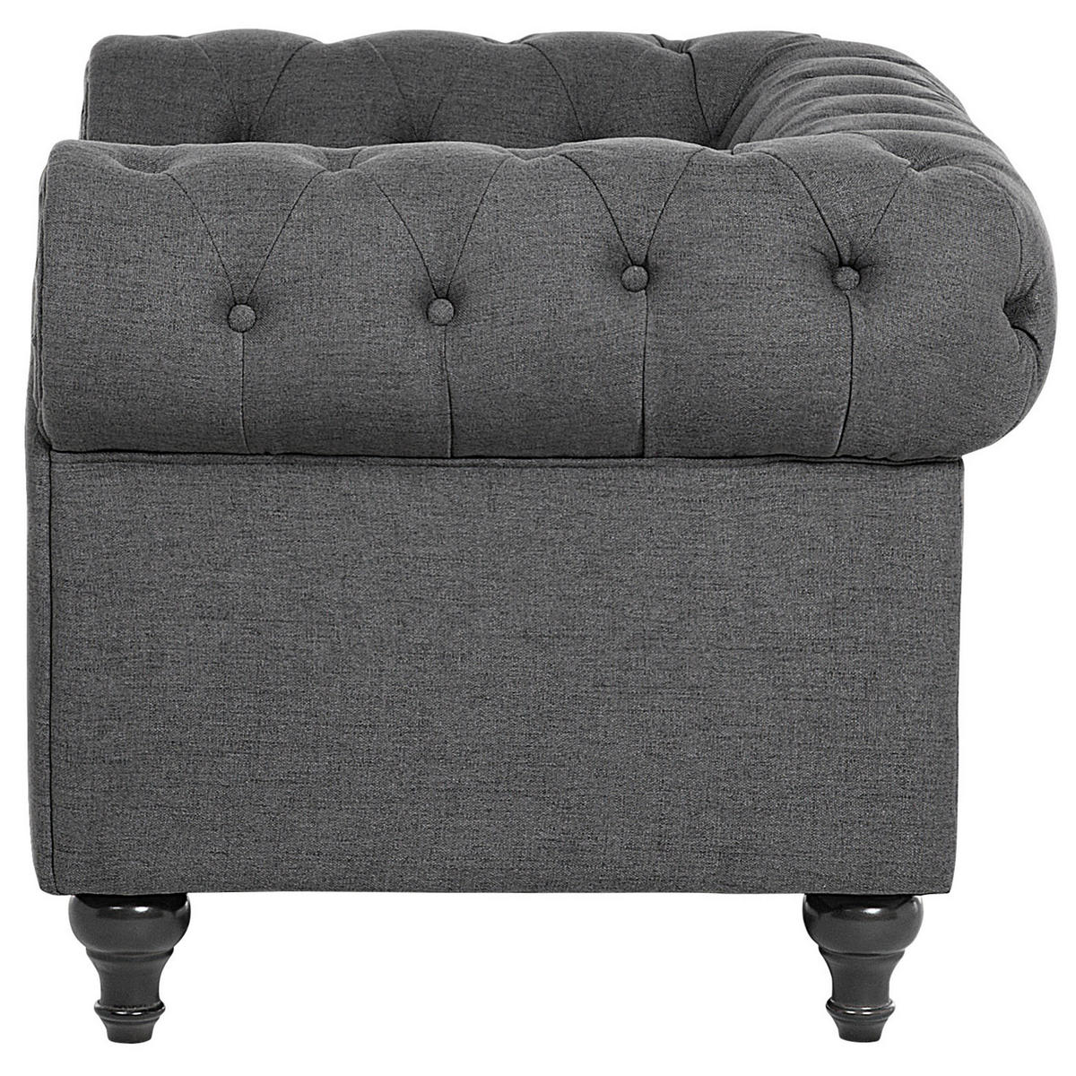 SESSEL Polsterbezug grau Chesterfield - Grau, Textil (110/70/75cm) - Beliani