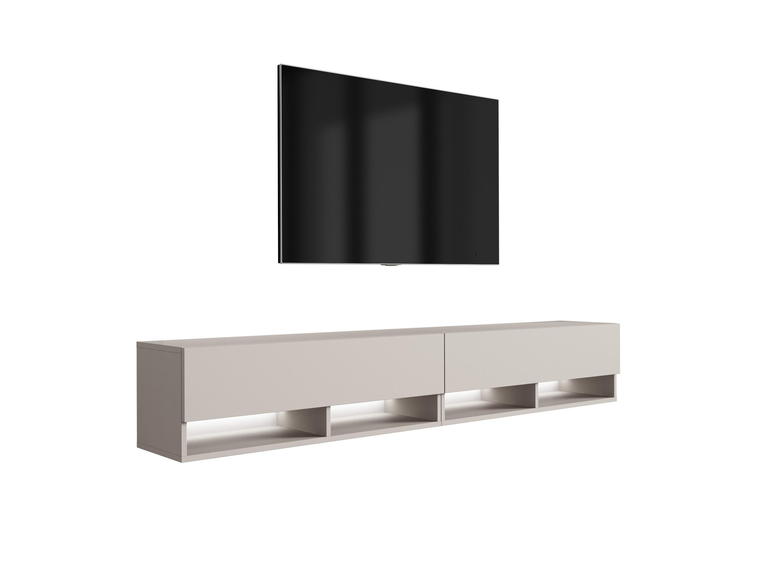 TV-LOWBOARD 200 (2 x 100) cm Kaschmir, LED weiß, 200 × 32 × 34 cm - Beige, Holzwerkstoff (200/33.6/32cm) - 3XE LIVING