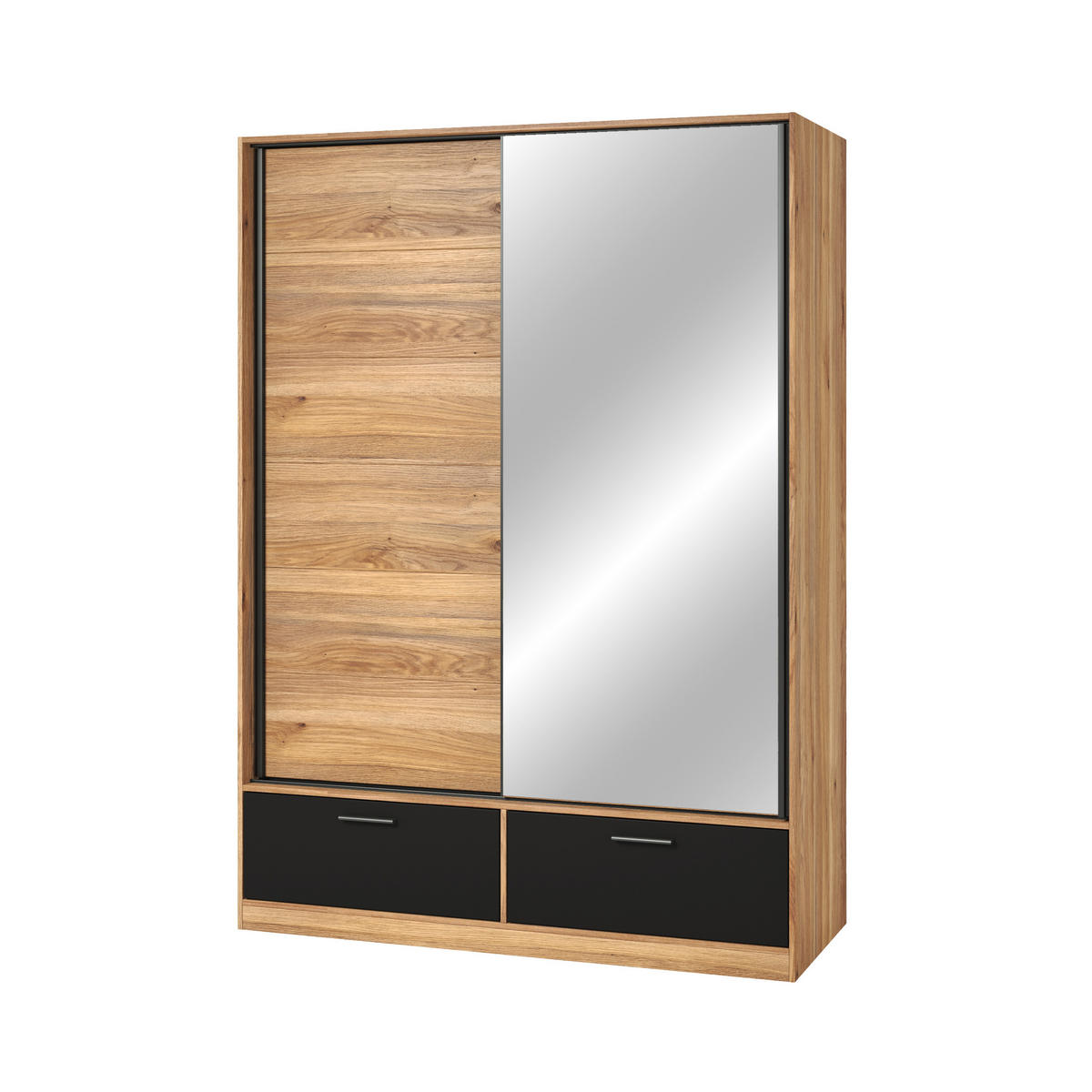 SCHWEBETÜRENSCHRANK BETTINA 150/209/61 cm 2-türig mit Spiegel Eichefarben - Eichefarben, Holzwerkstoff (150/209/61cm) - MASSENO
