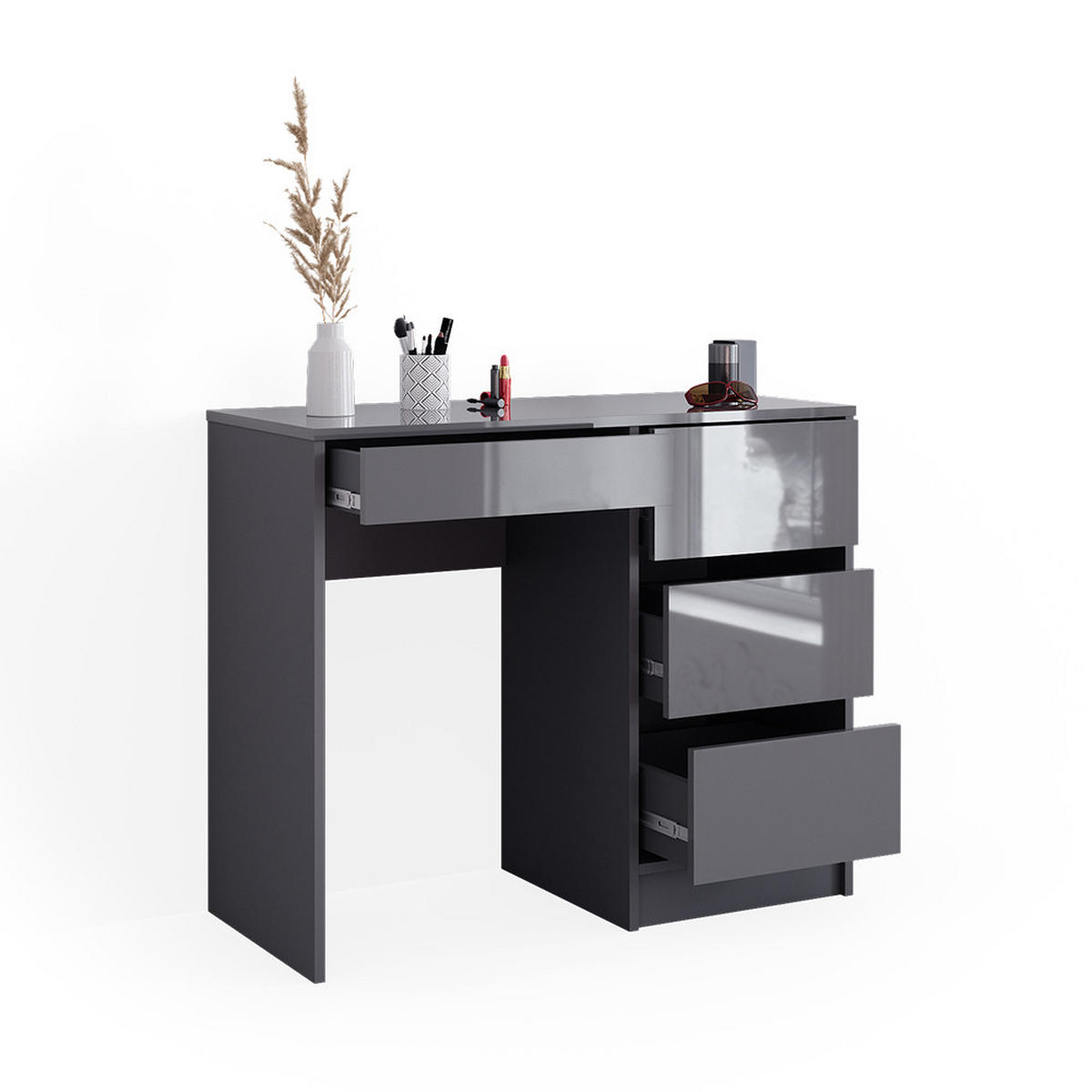 SCHREIBTISCH Sherry Anthrazit 90 cm mit 4 Schubladen - Anthrazit, Holzwerkstoff (40/90/75cm) - Vicco