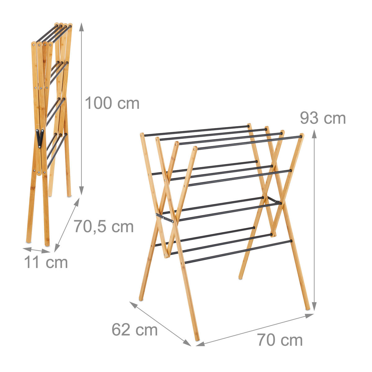 SUŠIAK na prádlo - viacfarebná, kov/drevo (70/93/62cm) - Relaxdays