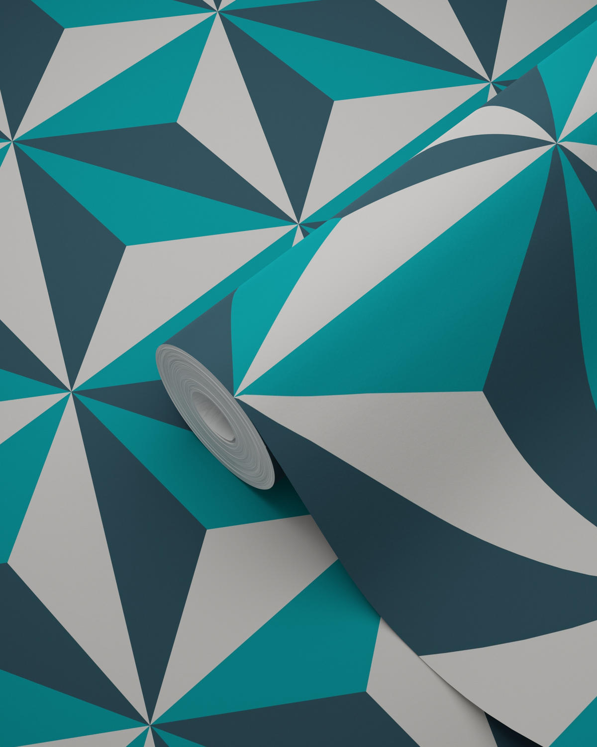 TAPETE 3D-Muster 53 cm x 10.05 m - Türkis, Papier (53/1000cm) - Origin Wallcoverings
