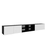 TV-SCHRANK Schwarz Weiß NOELI 300 Offen Mit Regalen Gerillt - Weiß, Holzwerkstoff (300/41/40cm) - Sepro Meble