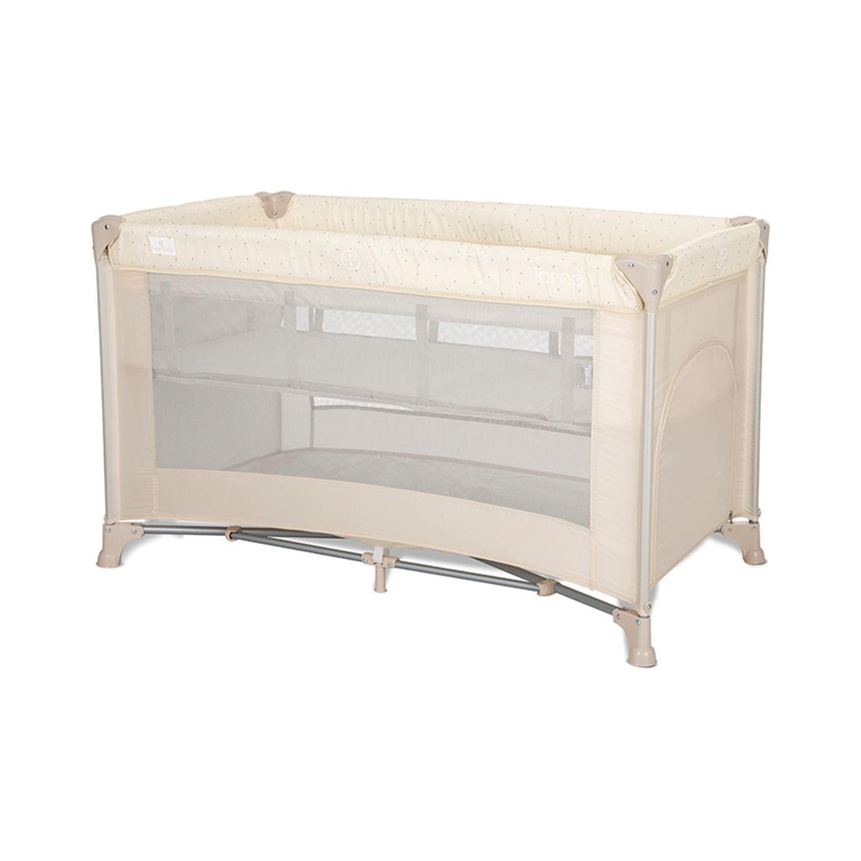 REISEBETT Torino 2 Ebenen hellbraun faltbar seitliche Öffnung Tragetasche Matratze - Beige, Kunststoff (68/127cm) - Lorelli