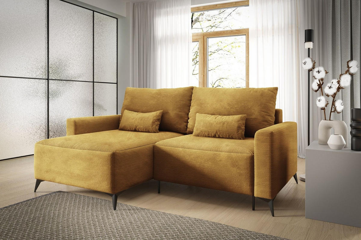 ECKSOFA Silves Mit Schlaffunktion - Gelb, Holzwerkstoff/Textil (239/148cm) - Fun Möbel