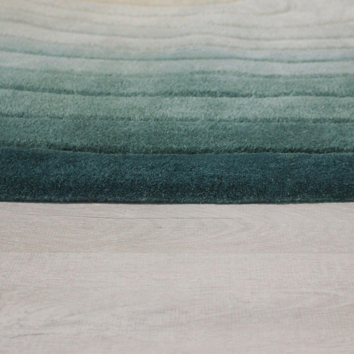 TEPPICH Wolle, Organische Form, Ombre Farbverlauf, Handgefertigt, Hoch-Tief-Flor-Effekt Türkis-Beige Oval 160x230 - Blau, Textil (230/160cm) - KADIMA DESIGN
