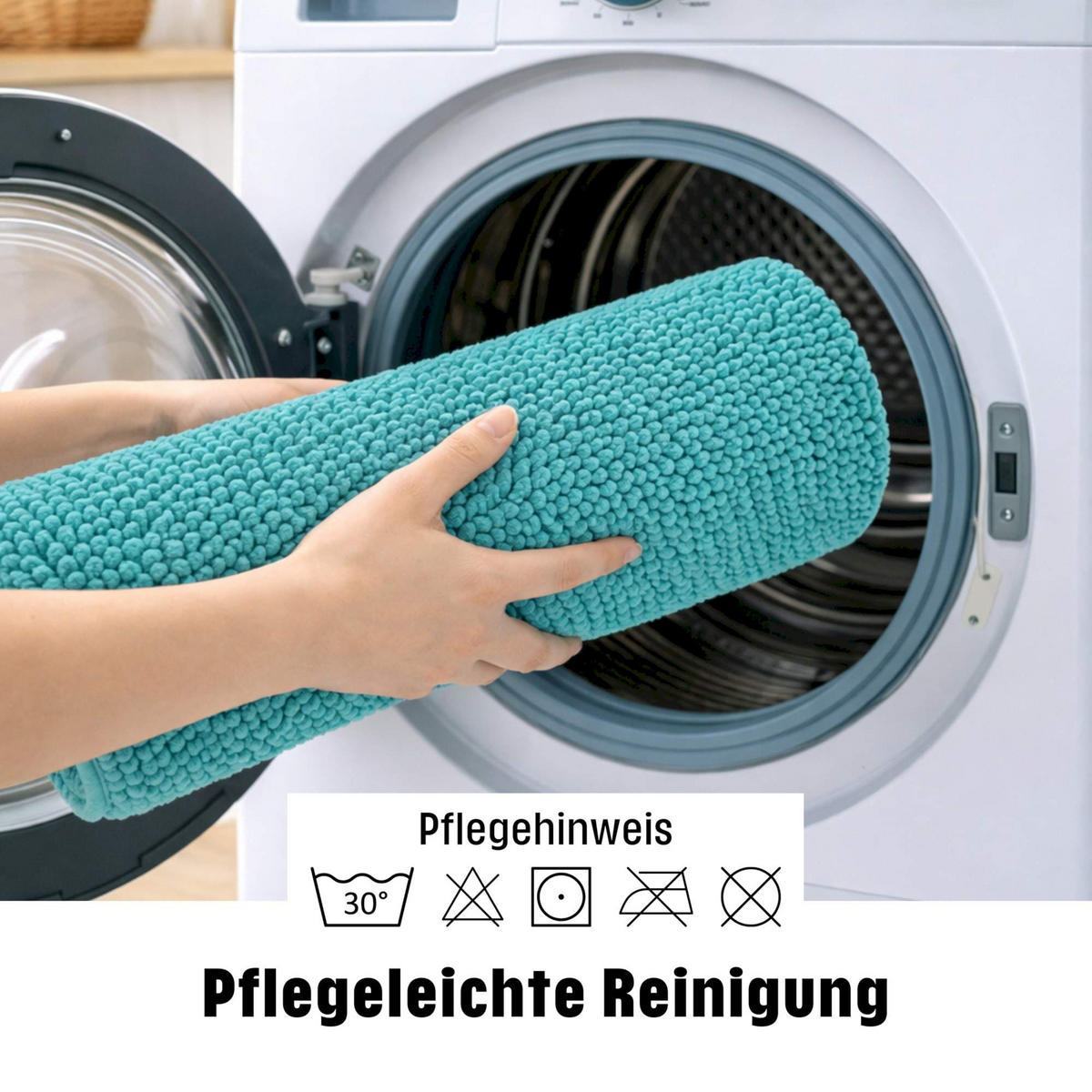 BADEMATTE MIT WC AUSCHNITT PARIS - Petrol, Textil (45/45cm) - WohnDirect