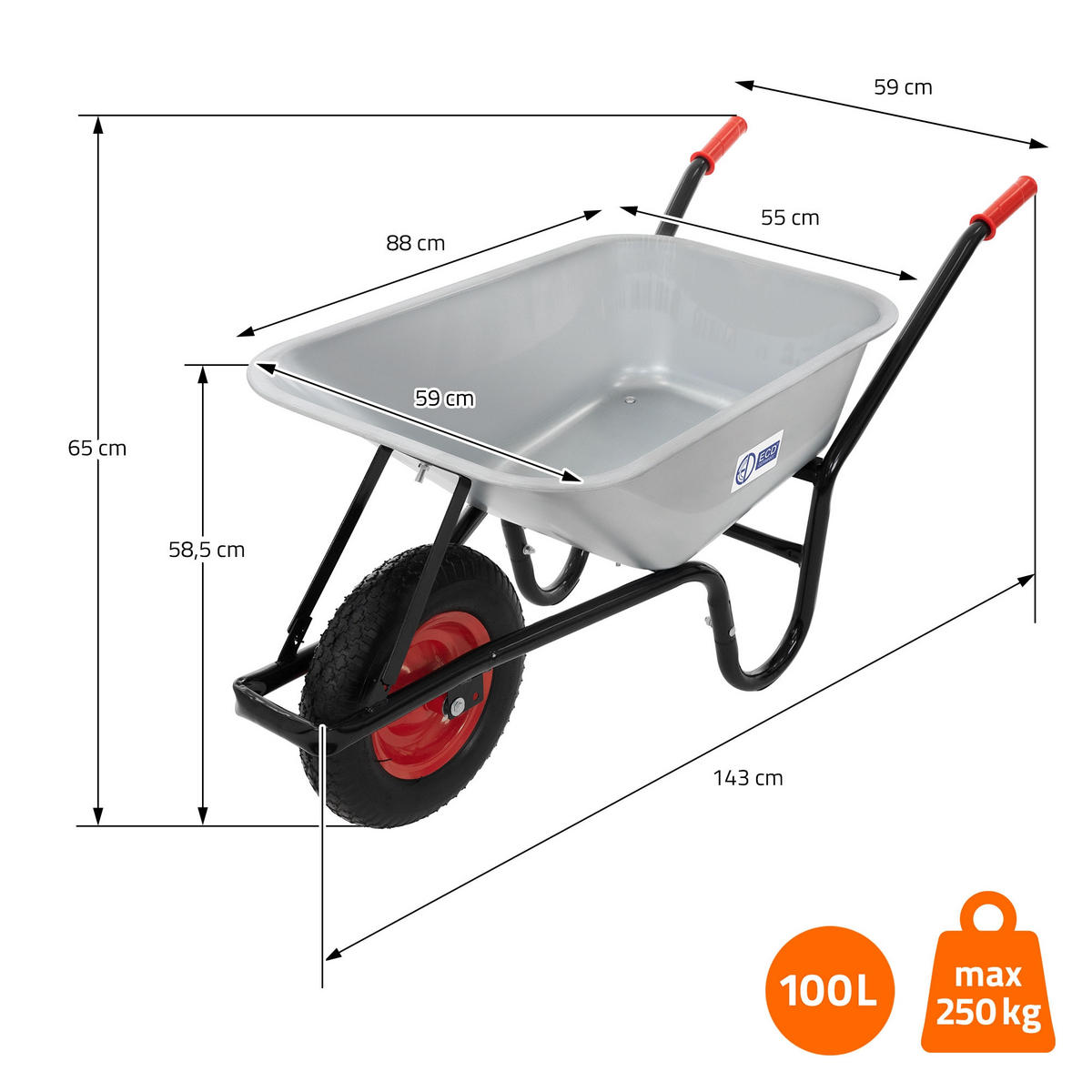 SCHUBKARRE - Silberfarben, Metall (59/65/143cm) - ECD-Germany