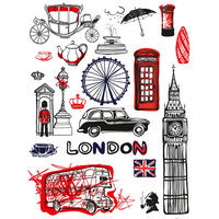 WANDTATTOO London 85 x 65 cm - Schwarz, Papier (85/65/65cm) - Sanders & Sanders