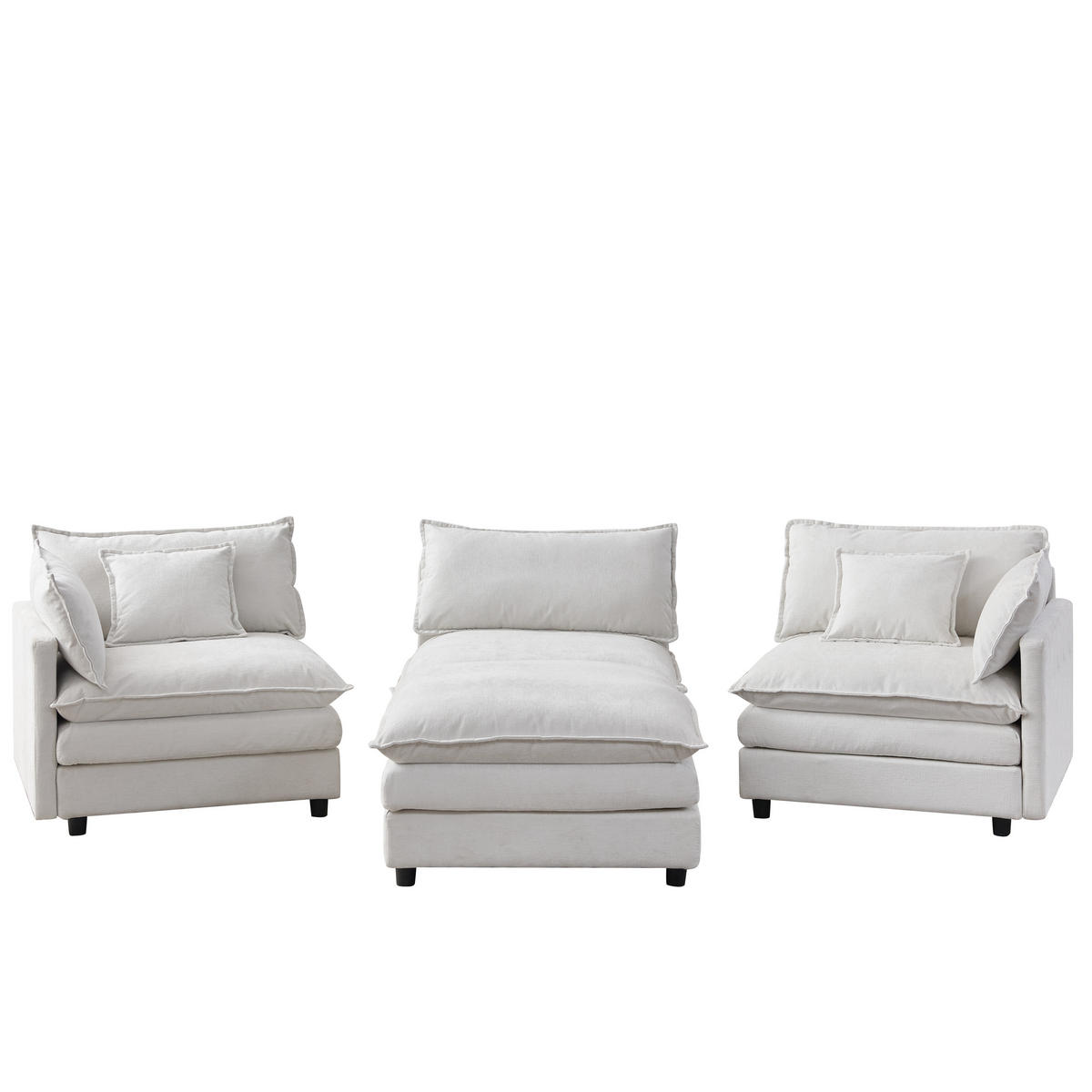 ECKSOFA 267/154/85 cm Beige mit Chaiselongue und Hocker - Beige, Textil (267/154cm) - Oxeza