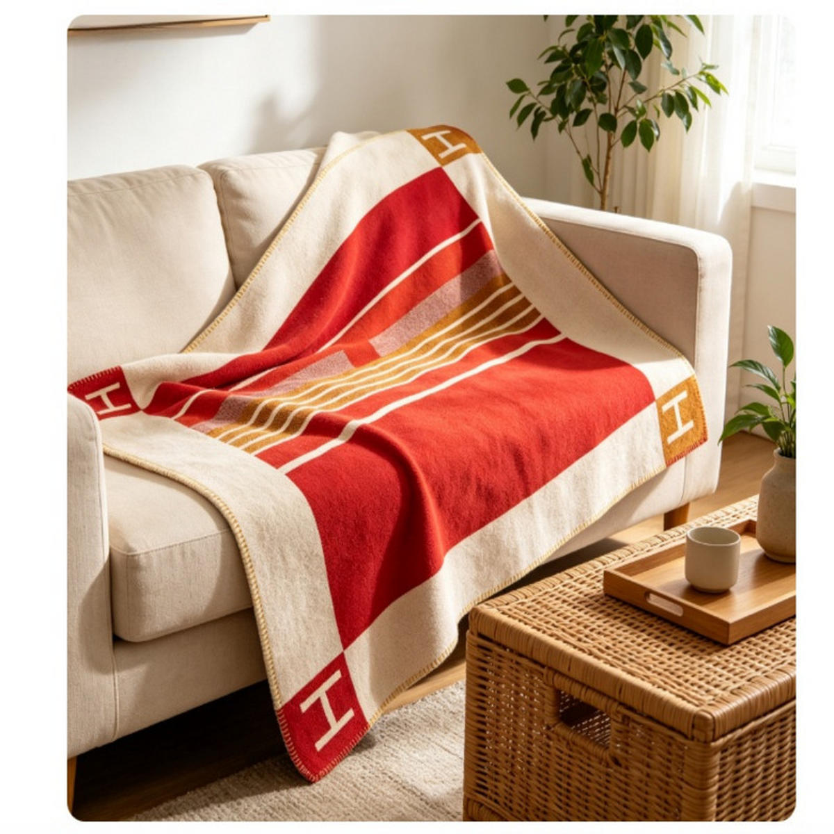 WOHNZIMMERDECKE – 180 x 130 cm, rot - Rot, Textil (180/130cm)