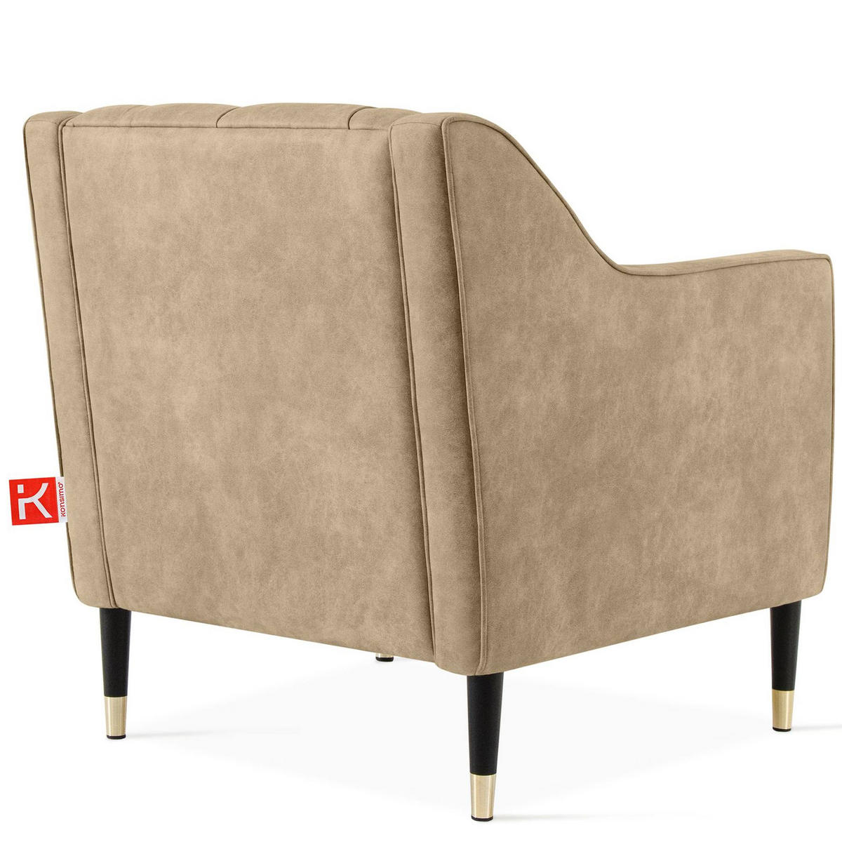 SESSEL NOMUS Kunstleder, gesteppt, leicht Beige - Wengefarben/Hellbraun, Holz/Holzwerkstoff (77/78/80cm) - KONSIMO®