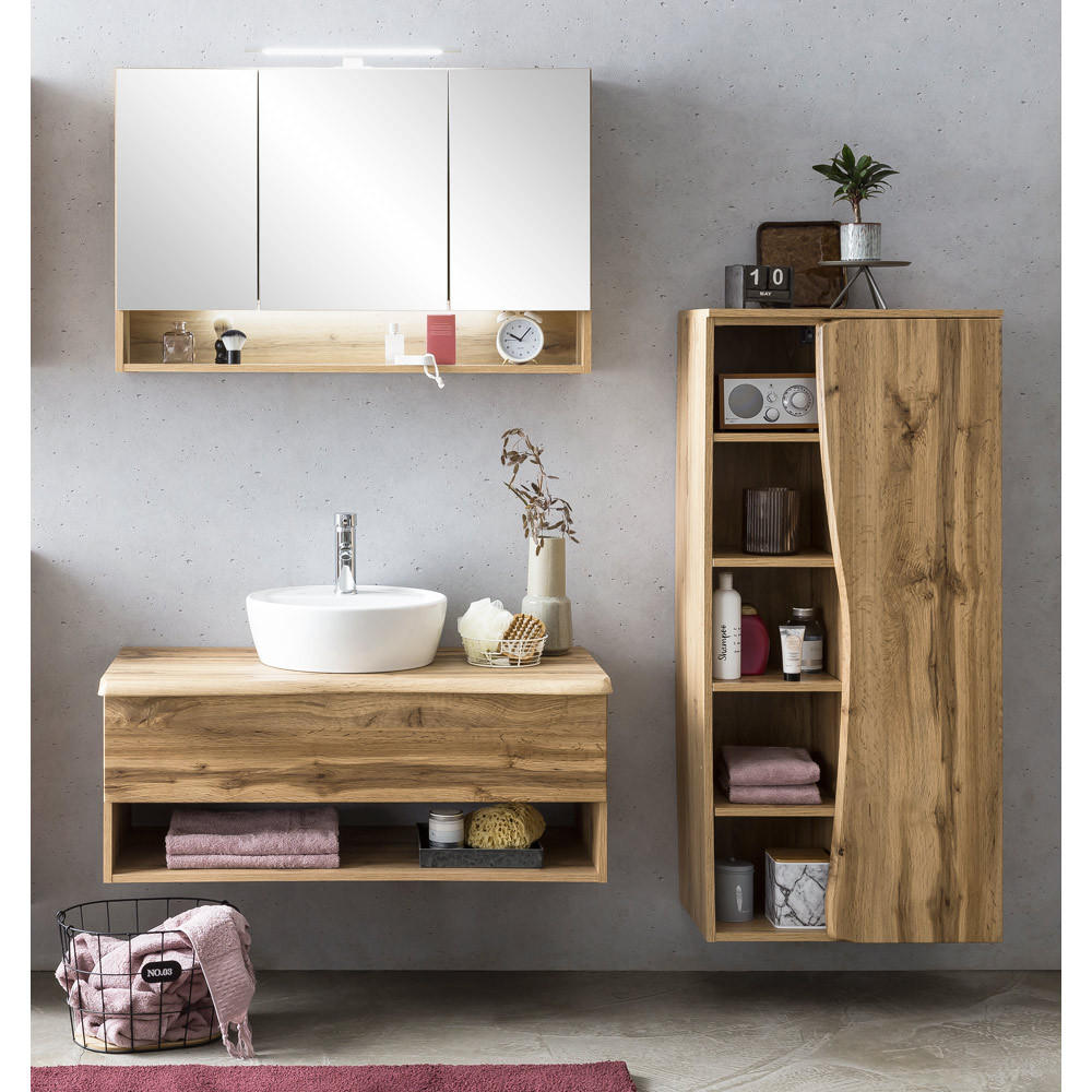 BADMÖBEL-SET 3-TLG. Kahla-03 - Braun, Holzwerkstoff (181/200/52cm) - Lomado