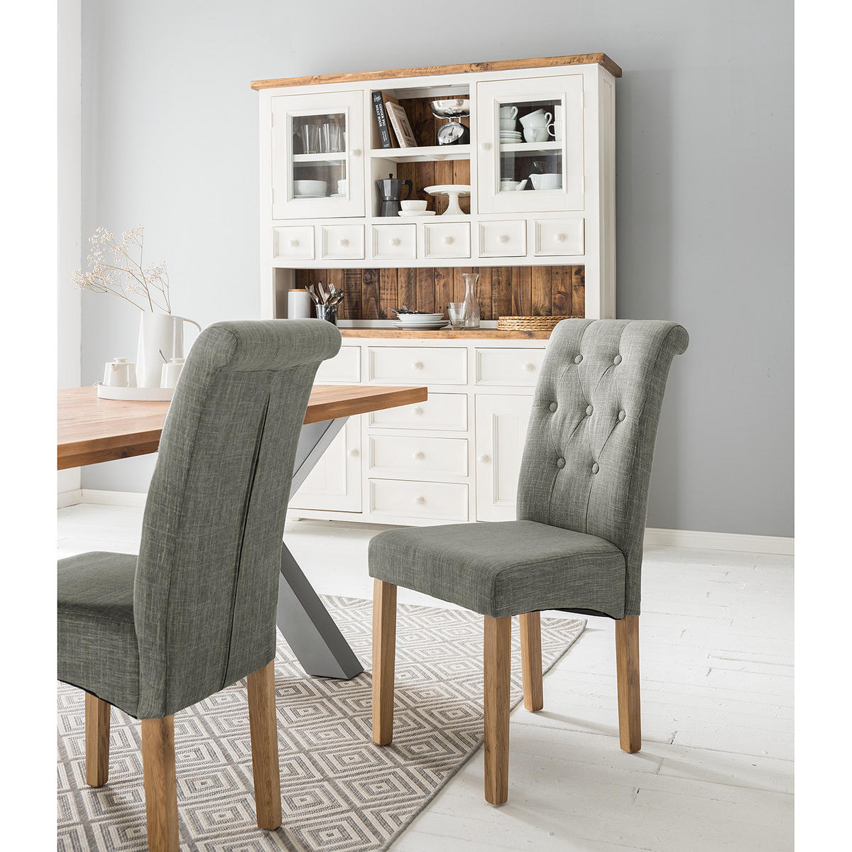 POLSTERSTUHL - 2er-Set - Grau, Textil (45/95/60cm) - home24