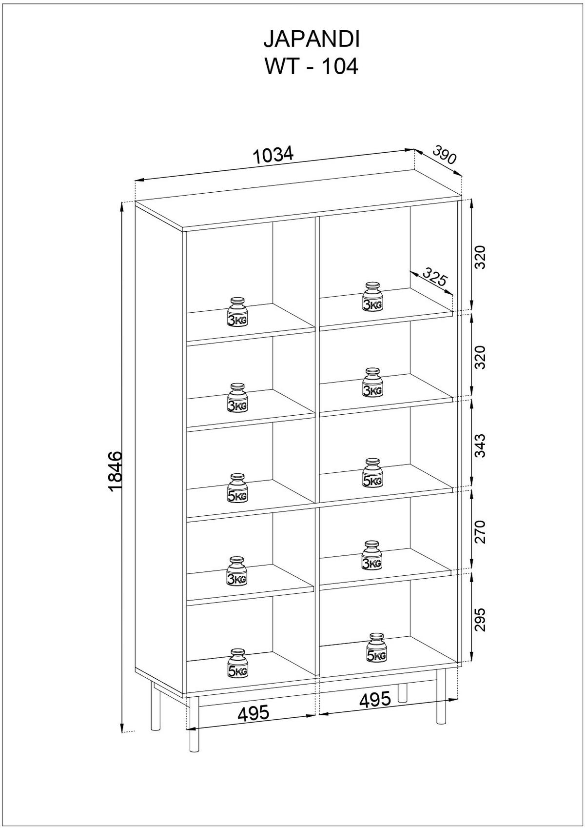 VITRINE – R104 – 104 cm – JAPANDI – Eichefarben - Eichefarben, Holzwerkstoff (103.5/184.6/39cm) - hi-markt