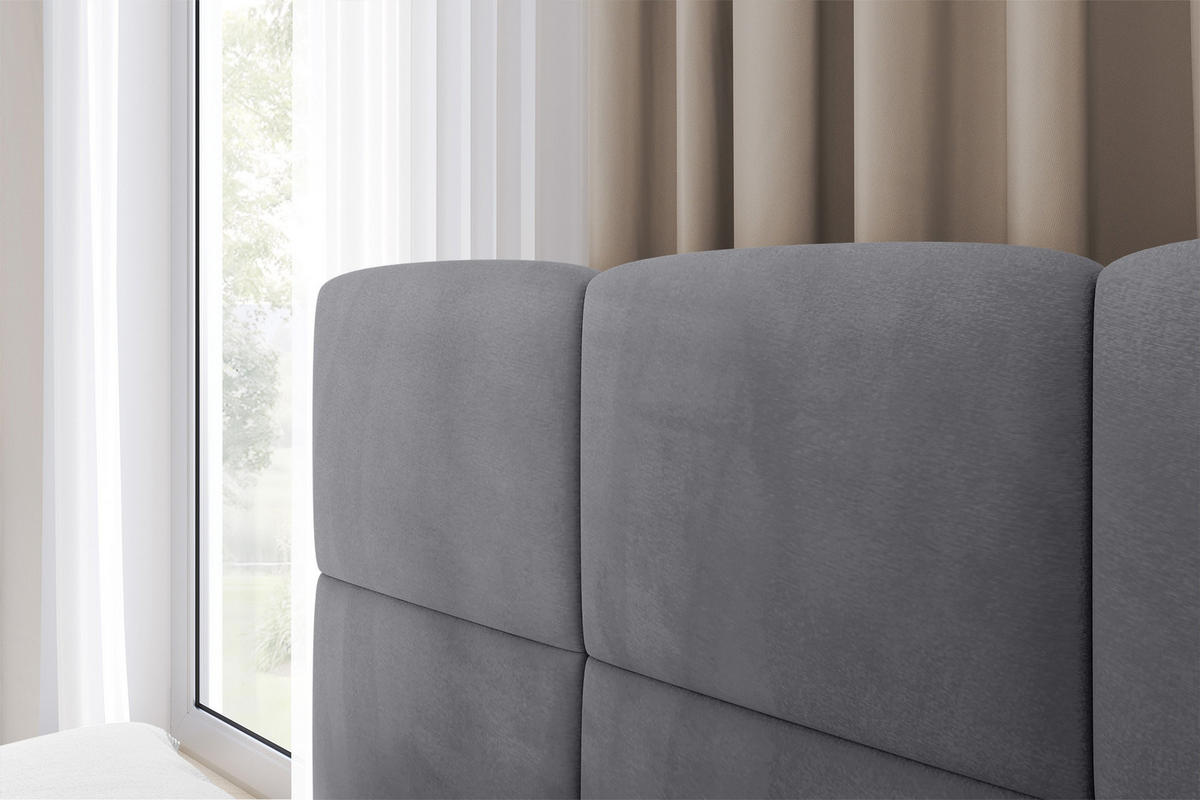EINZELBETT Jugendbett mit Bettkasten Rechts, ohne Matratze - LIVY 80x200 Dunkelgrau - Dunkelgrau, Holzwerkstoff/Textil (80/200cm) - ALTDECOR