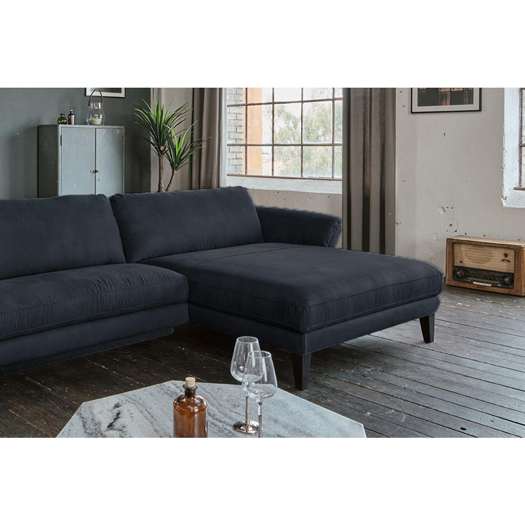 Thumbnail - Kawola Ecksofa, Schwarz, Textil, Echtholz,Buche, 3-Sitzer, Füllung: Kaltschaum, Ottomane rechts, L-Form, eckig, 302x175 ...