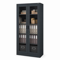 VITRINENSCHRANK Amelia 185x90x40 cm - Anthrazit, Metall (90/185/40cm) - Jan Nowak