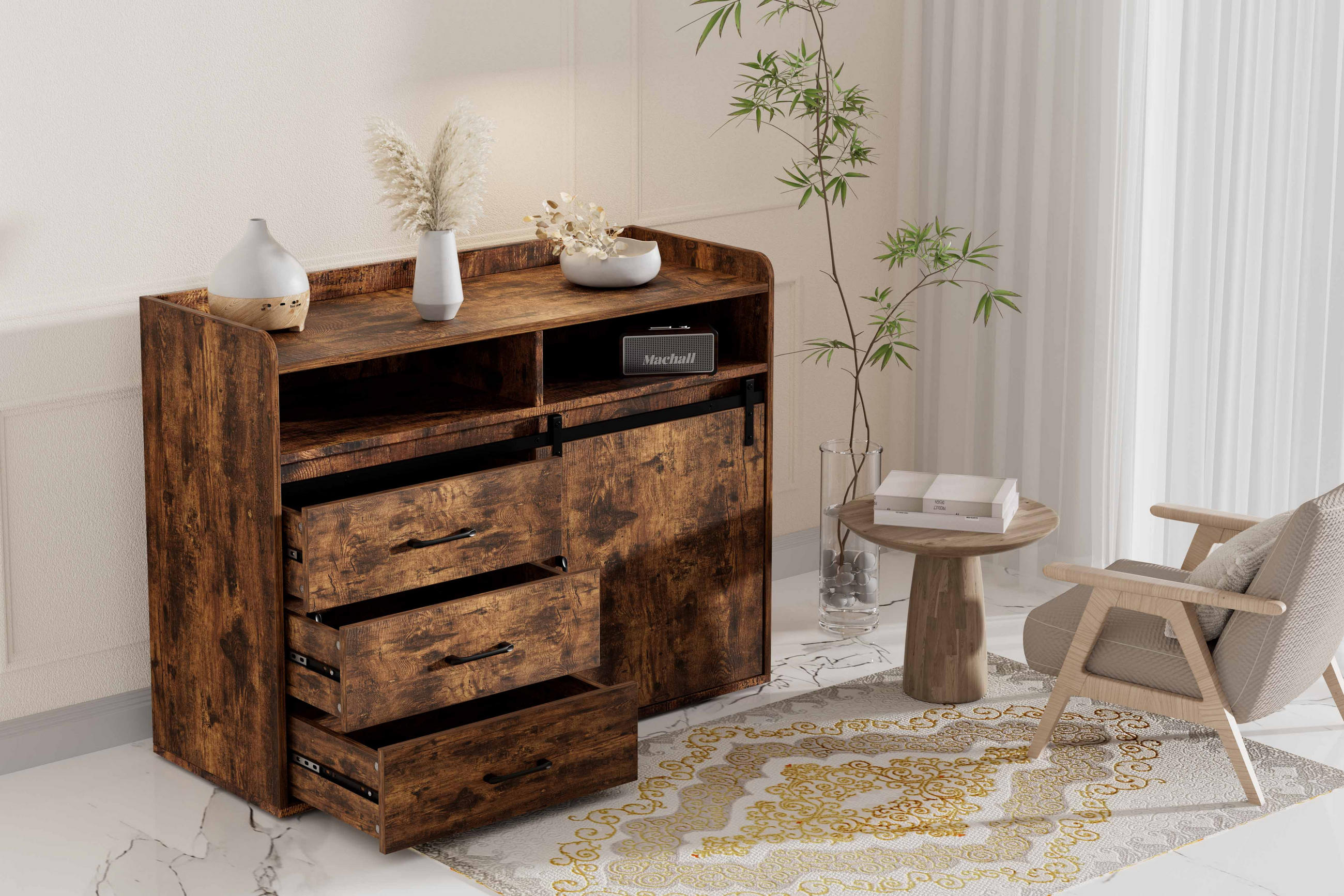 SIDEBOARD in 107/80/40cm - Dunkelbraun, Holzwerkstoff/Metall (107/80/40cm) - HOMAVO