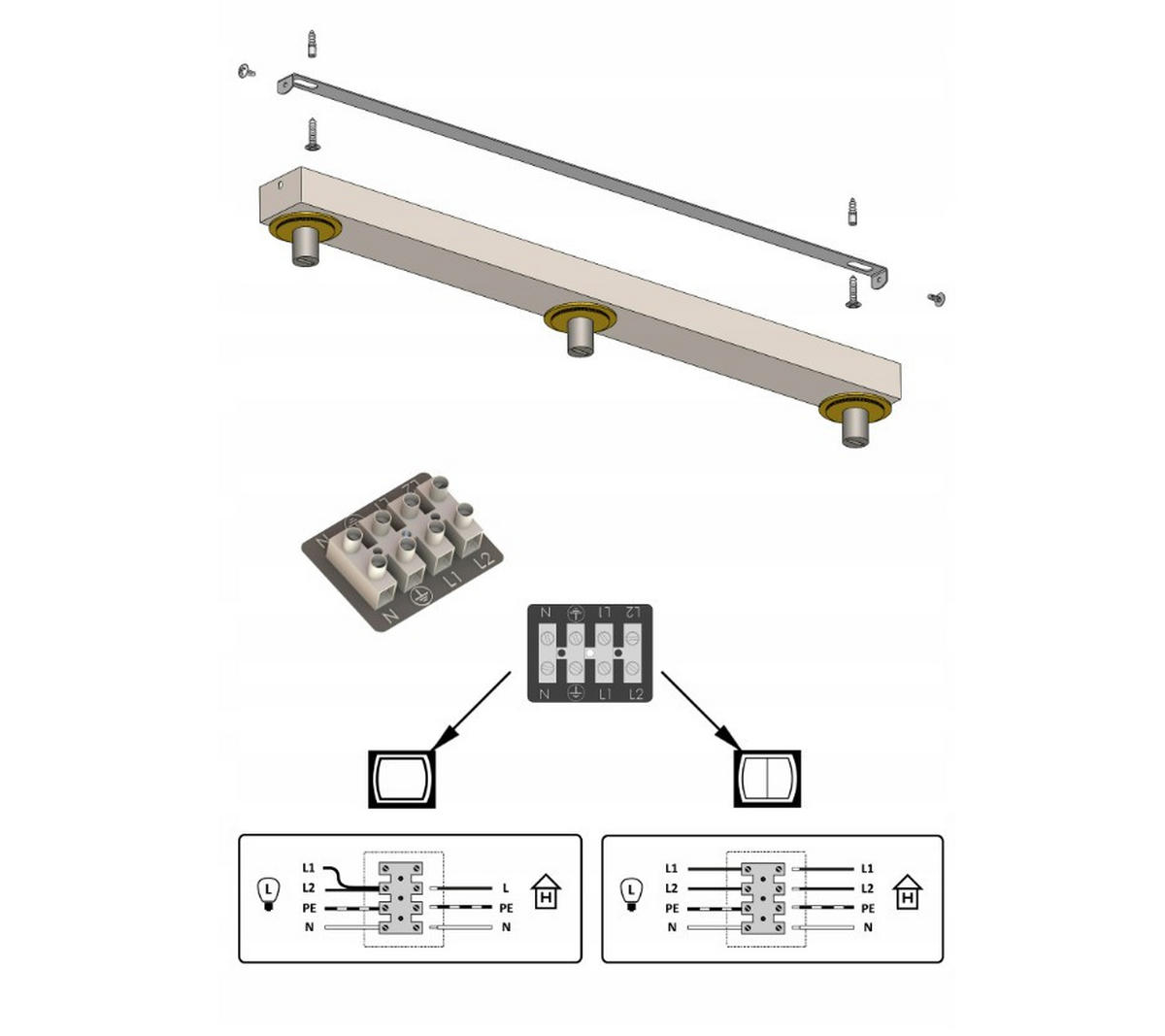 DECKENLEUCHTE ECRU II - Beige/Goldfarben, Glas/Metall (14/68/17cm) - kiki design