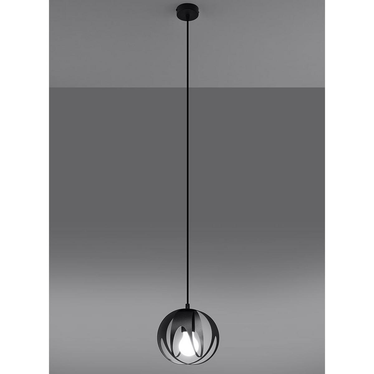 HÄNGELEUCHTE Metall Schwarz Kugel - Schwarz, Metall (16/16/125cm)