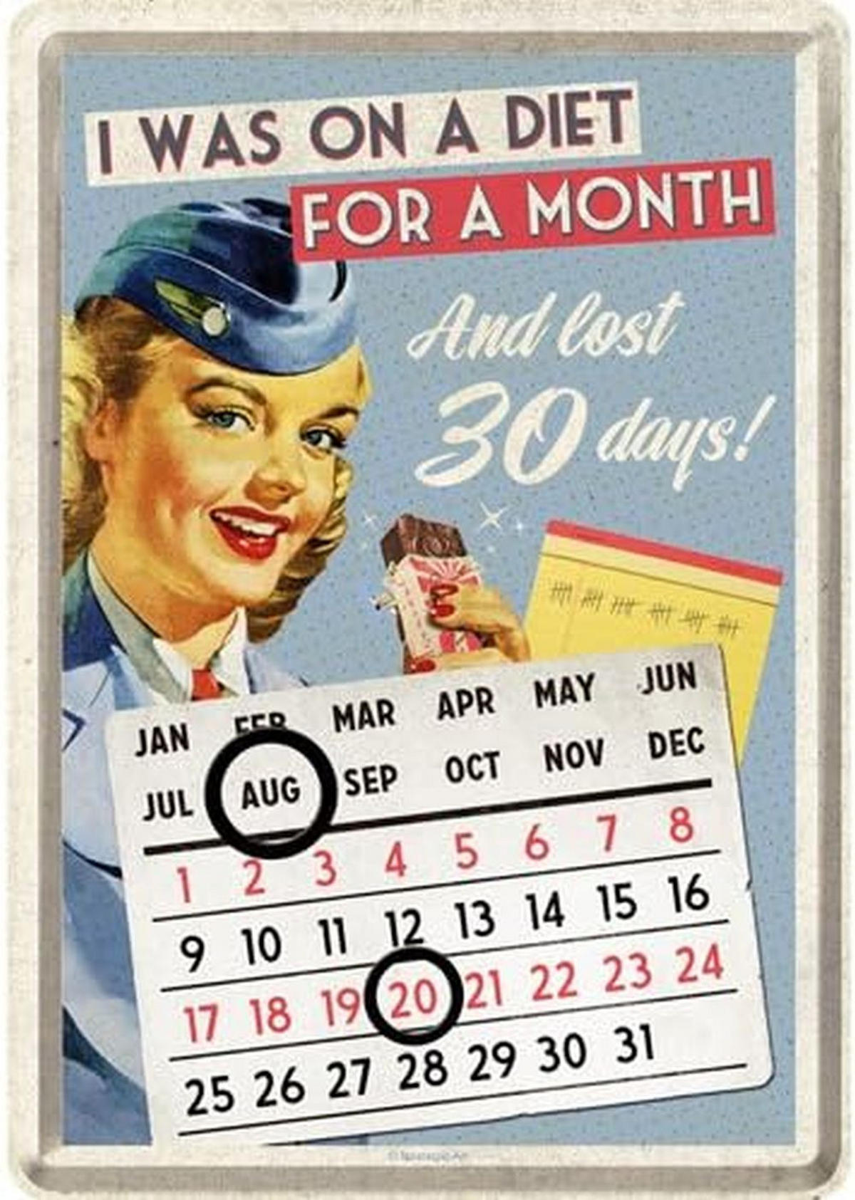 MINIBLECHSCHILD 10/14 cm Tischkalender I was on a Diet.. - Multicolor, Metall (10/14/0.1cm) - Nostalgic-Art
