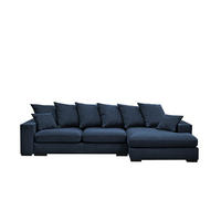 ECKSOFA Mit Schlaffunktion Und Bettkasten Couch L-form Gabon Stoff Riviera Rechts Blau - Blau, Holz (285/155cm) - Kaiser Möbel