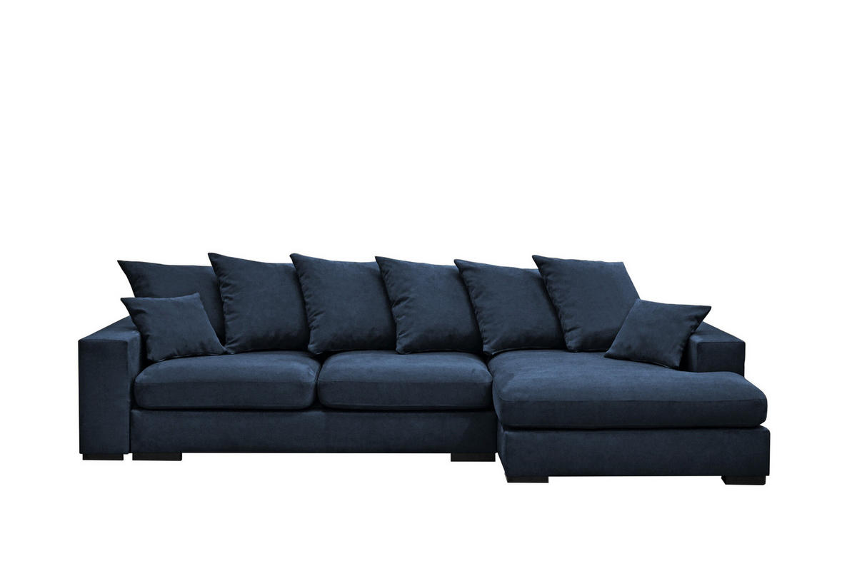 ECKSOFA Mit Schlaffunktion Und Bettkasten Couch L-form Gabon Stoff Riviera Rechts Blau - Blau, Holz (285/155cm) - Kaiser Möbel